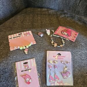 Hello Kitty Kids Jewelry Set - Earrings, Bracelet, Necklace, Rings, photo frame.
